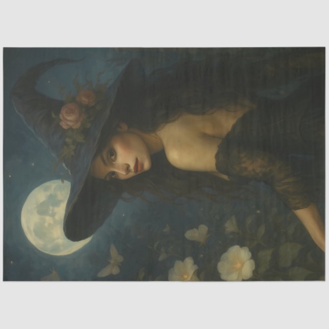 Papel De Seda Dissociação do Dia das Bruxas Gótico da Bruxa Flor (Frente )