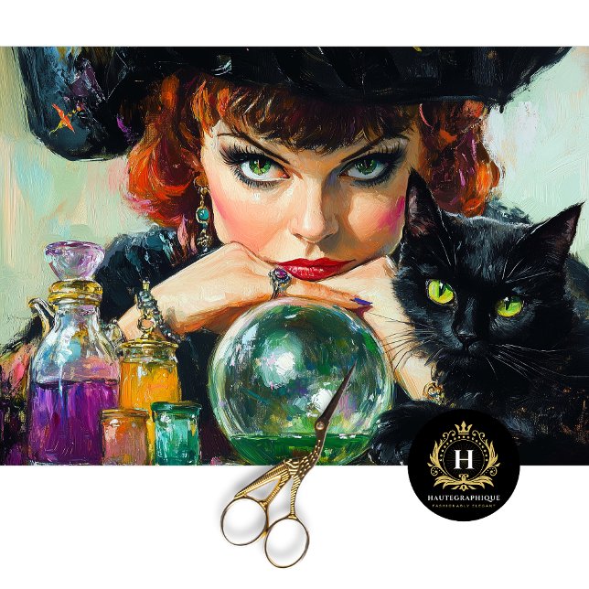 Papel De Seda Dissociação do Dia das Bruxas Místicas e Gato Negr (Criador carregado)