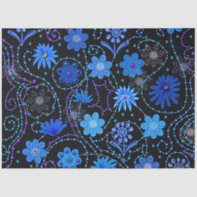 Papel De Seda Dissociação do estilo Boho Azul Brilho (Frente )