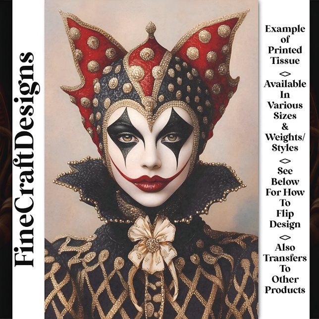 Papel De Seda Dissociação do Harlequin Red, Dourado e White Face (Criador carregado)