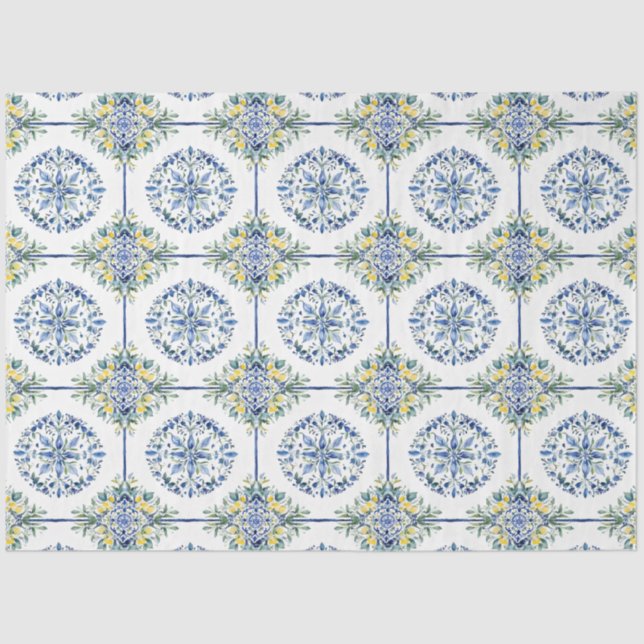 Papel De Seda Dissociação do mosaico flexível com limão azul ita (Frente )