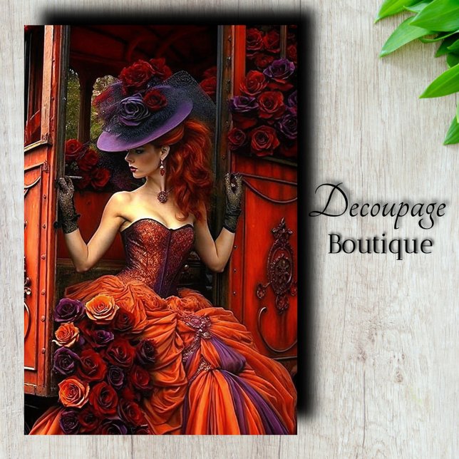 Papel De Seda Dissociação do Rosa de Fogo da Meia-Noite (Midnight Fire Rose Decoupage Tissue Paper)