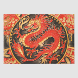 Papel De Seda Dissociação Dourada Tradicional do Dragão Chinês