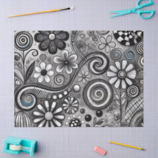 Papel De Seda Dissociação em branco preto em escala de cinza flo