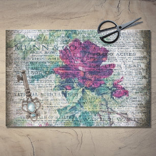 Papel De Seda Dissociação Ephemeral Grunge Botânica Rosa da B