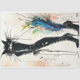 Papel De Seda Dissociação Fashiável de Gato de Couro Preto