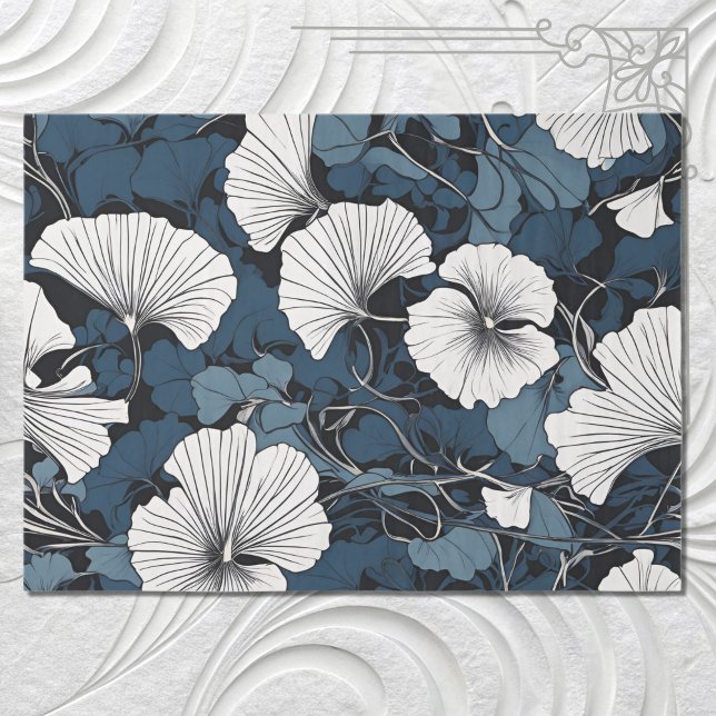 Papel De Seda Dissociação Floral Azul Moderna (Criador carregado)
