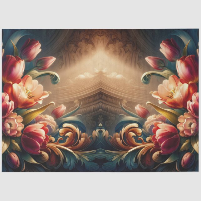 Papel De Seda Dissociação Floral Barroca Luxurial Barroca (Frente )