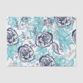 Papel De Seda Dissociação Floral Blues
