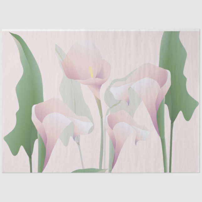 Papel De Seda Dissociação Floral de Lily Calla Rosa (Frente )