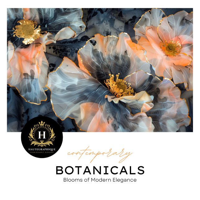 Papel De Seda Dissociação Floral Elegante Preta, Dourada e Pêsse (Criador carregado)