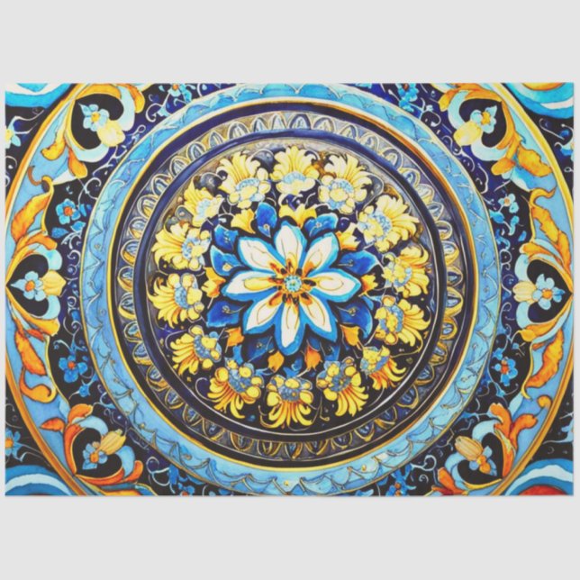 Papel De Seda Dissociação Floral Italiana Medieval (Frente )