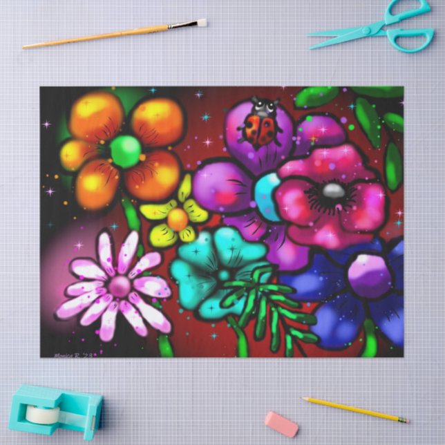 Papel De Seda Dissociação Floral Ladybug Estilo de Grafite Whims (Arte )