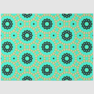 Papel De Seda Dissociação Floral Negra-Rosa-Aqua