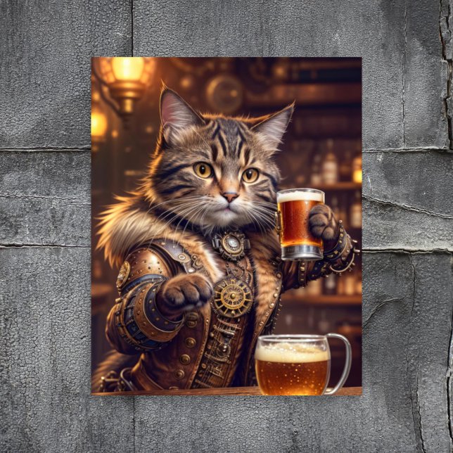 Papel De Seda Dissociação - Gato Steampunk com cerveja - (Criador carregado)