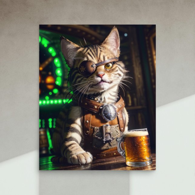 Papel De Seda Dissociação - Gato Steampunk com cerveja - (Criador carregado)