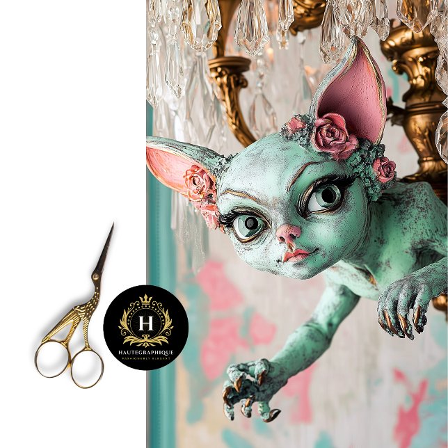 Papel De Seda Dissociação Gótica Whimsical Cat Gargoyle (Criador carregado)