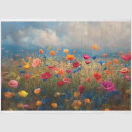 Papel De Seda Dissociação Impressionista de Flor Selvagem Vibran