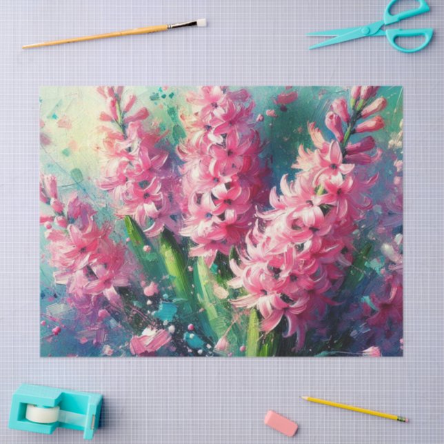 Papel De Seda Dissociação Impressionista Floral de Hiacintos Ros (Arte )