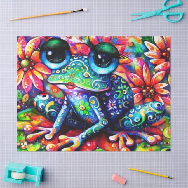 Papel De Seda Dissociação Impressionista Whimsical de Sapo Flora (Arte )
