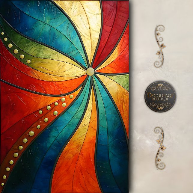 Papel De Seda Dissociação por Abstrato de Espiral Radiante (Radiant Spiral Abstract Decoupage Tissue Paper)