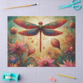 Papel De Seda Dissociação por Abstrato Floral de Dragonfly Whims