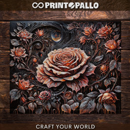 Papel De Seda Dissociação - Rosa galore a preto -