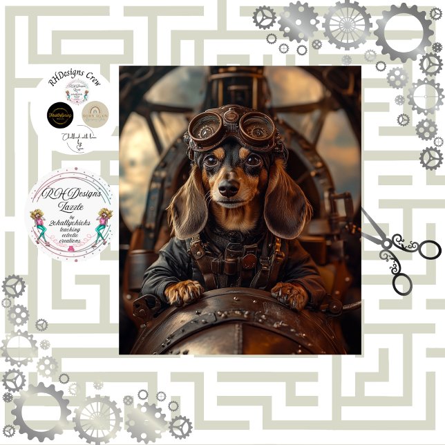 Papel De Seda Dissociação Steampunk Voando Dachshund (Criador carregado)