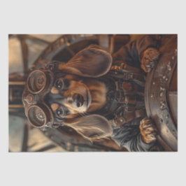 Papel De Seda Dissociação Steampunk Voando Dachshund