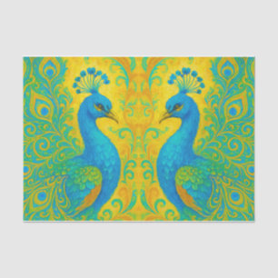 Papel De Seda Dissociação "Turquoise Peacock Art Nouveau"