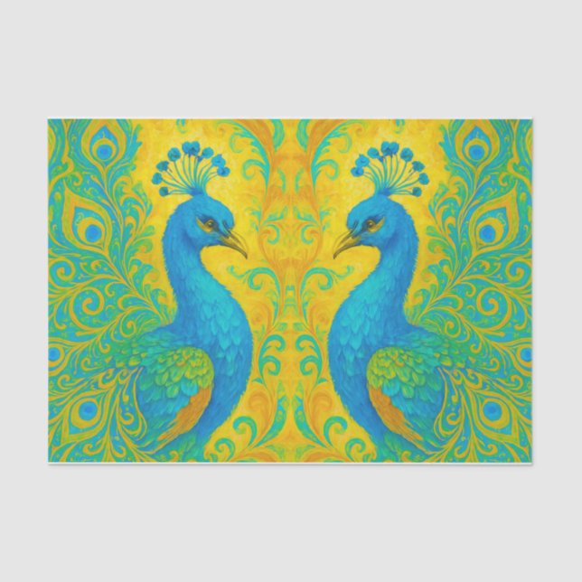 Papel De Seda Dissociação "Turquoise Peacock Art Nouveau" (Frente )