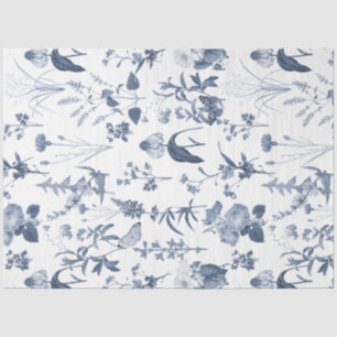Papel De Seda Dissociação Vertical do Prado Floral Azul