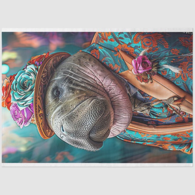 Papel De Seda Dissociação Whimsic Walrus Hippo (Frente )