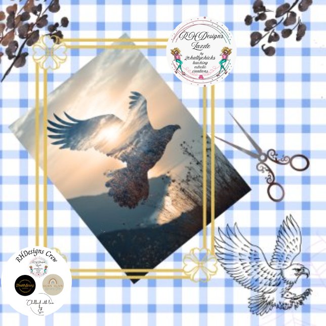 Papel De Seda Dissociar Águia de Exposição Dupla na Floresta (Criador carregado)