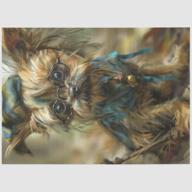 Papel De Seda Dissociar Whimsical Shaggy Yorkie (Frente )