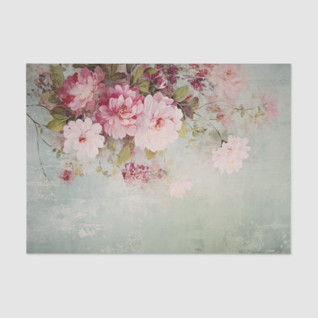 Papel De Seda Distressed Shabby Chic Flowers on Edge (Frente )