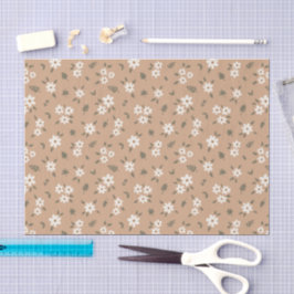 Papel De Seda Ditsy Floral Cottagecore Boho Wildflower Tan Brown