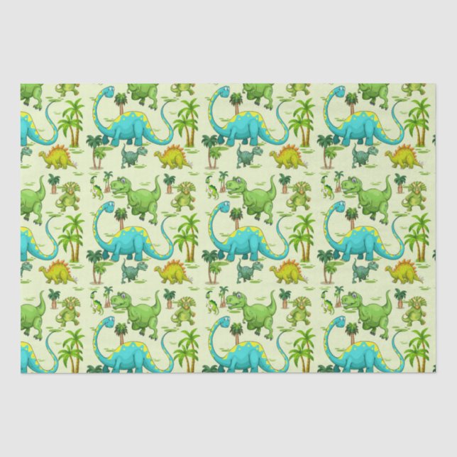 Papel De Seda Diversão com Dinossauros para Crianças   (Frente )