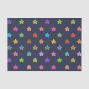Papel De Seda Diversão de estrelas coloridas de rabisco no azul 