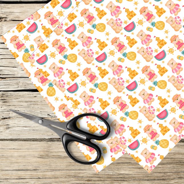 Papel De Seda diversão de verão com ursinho (Criador carregado)