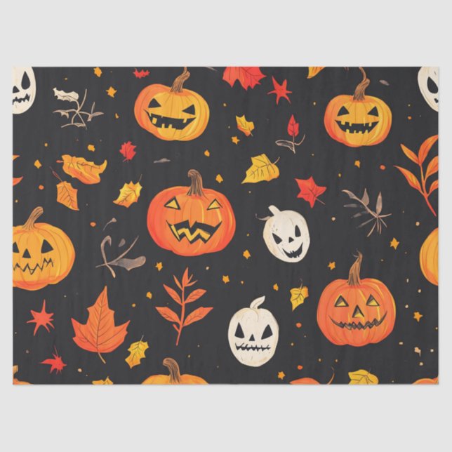 Papel De Seda Diversão do Halloween Pumpkin e deixa Impressão (Frente )