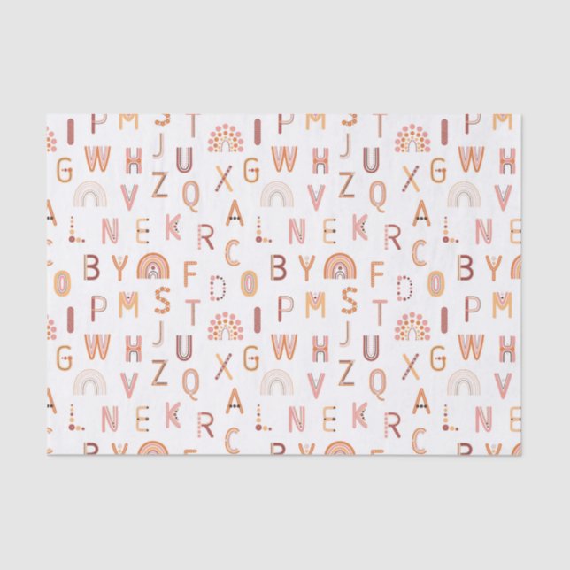 Papel De Seda Diversão do Rainbow Alphabet Pattern (Frente )