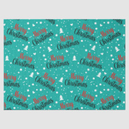 Papel De Seda Diversão Moderno Azul-Verde Feliz Natal Roteiro De