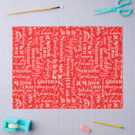 Papel De Seda Diversão Moderno Vermelho Alegres Letras de Natal