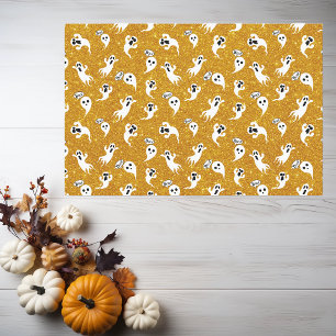 Papel De Seda Diversão no Halloween Fantasmas Brilhantes Dourado