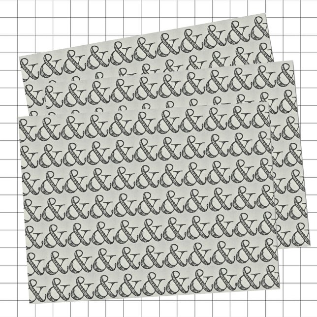 Papel De Seda Diversão - Sinal de Ampersand Escrito Preto e Cinz (Criador carregado)