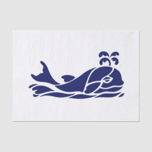 Papel De Seda DIY Color Antigo Silhueta de Baleia com Bico Azul