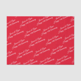 Papel De Seda DIY Names, Anniversário, White Script, Vermelho