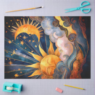Papel de Seda do Sol, Lua e Estrelas
