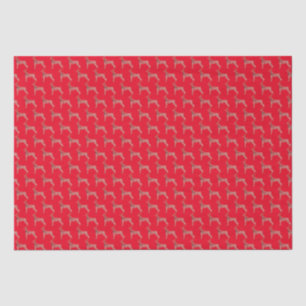 Papel De Seda Doberman Pinscher Cachorro de Natal Vermelho Silhu